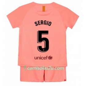 Camisolas de Futebol FC Barcelona Sergio 5 Criança Equipamento 3ª 2018/19 Manga Curta